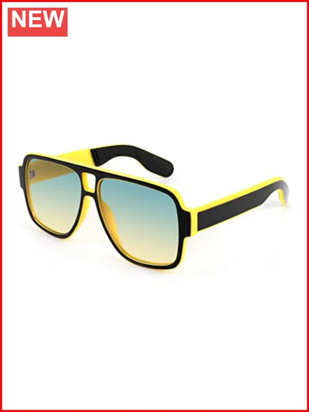 Retro Aviator Sunglasses Double Bridge Square Frame UV400 Protection